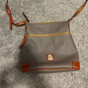 Dooney & Bourke Gray and Brown Leather Crossbody Bag